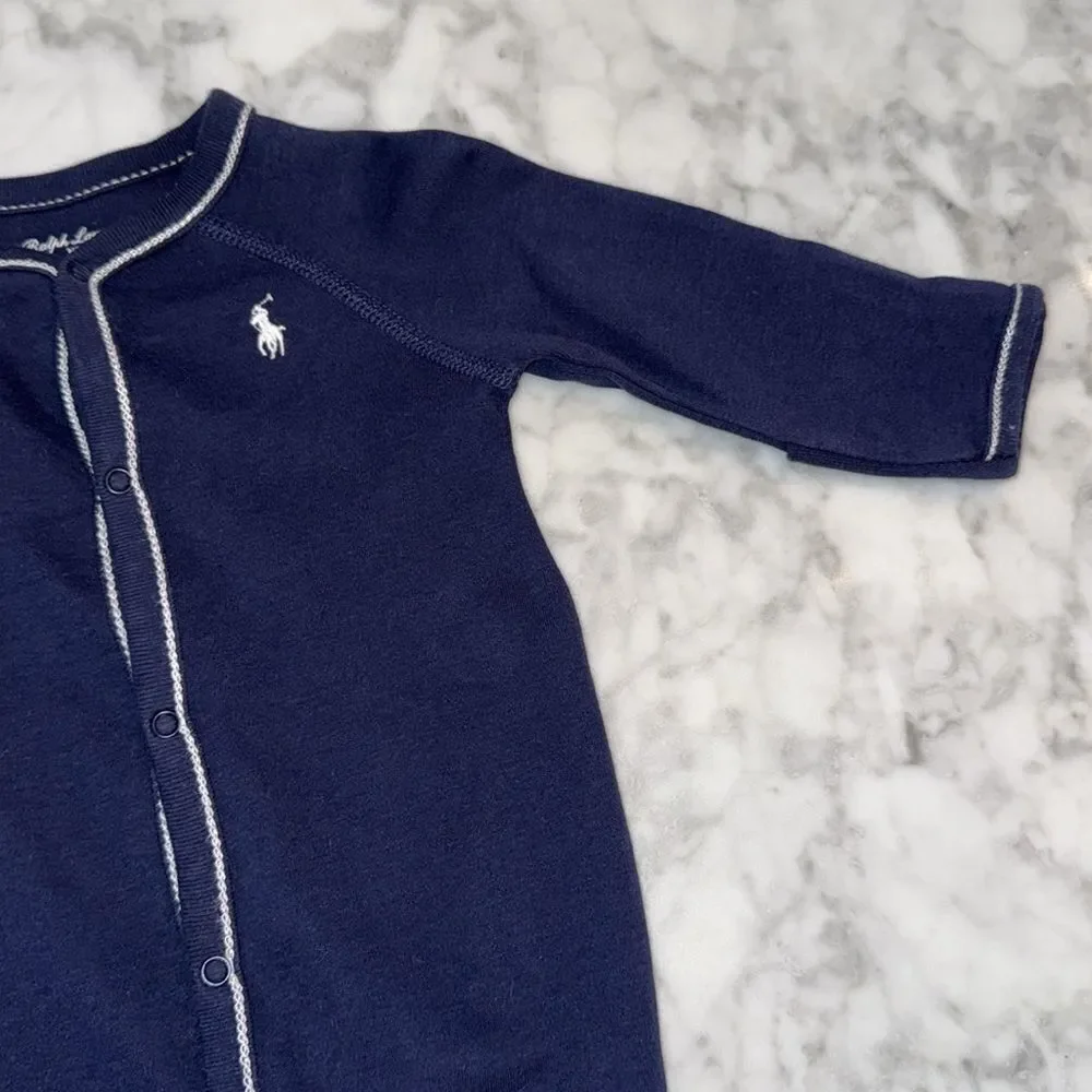 POLO RALPH LAUREN NAVY COTTON FOOTIE NB
